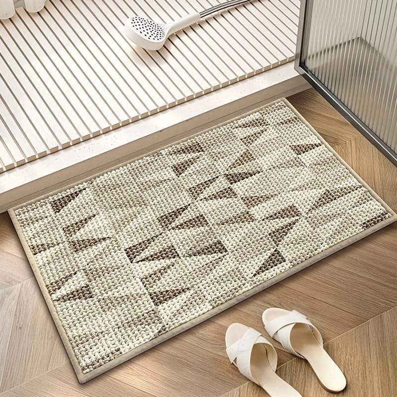 image:imageGRANNY SAYS Beige Bathroom Rugs Absorbent Bath Mats for Bathroom 24 x 16 Soft Chenille Bathroom Mat Small Bath Rugs Non Slip Washable Quick Dry Thin Rug for Tub and ShowerBeigetriangle