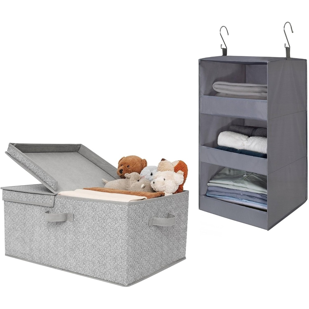 image:imageGRANNY SAYS Bundle of 1Pack Extra Large Rectangle Storage Bins amp 1Pack Hanging Closet Organizer