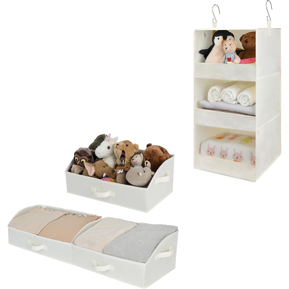 image:imageGRANNY SAYS Bundle of 1Pack Hanging Organizer amp 3Pack Trapezoid Storage Bins for Wardrobe