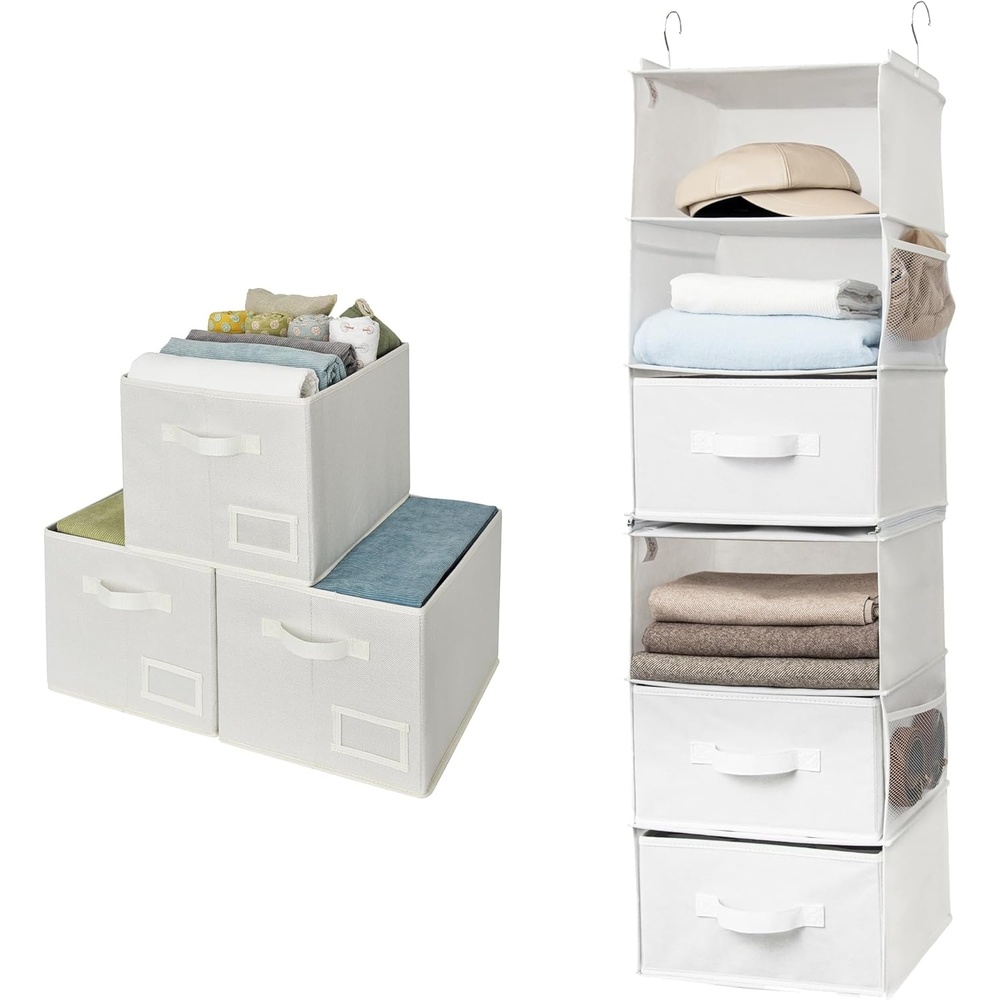 image:imageGRANNY SAYS Bundle of 1Pack Hanging Storage Organizer amp 3Pack Storage Clothes Bins