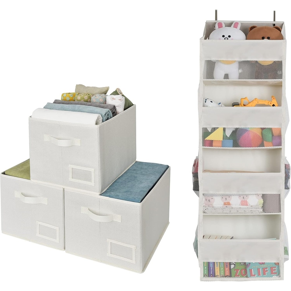 image:imageGRANNY SAYS Bundle of 1Pack Over the Door Storage Organizer amp 3Pack Clothing Storage Bins