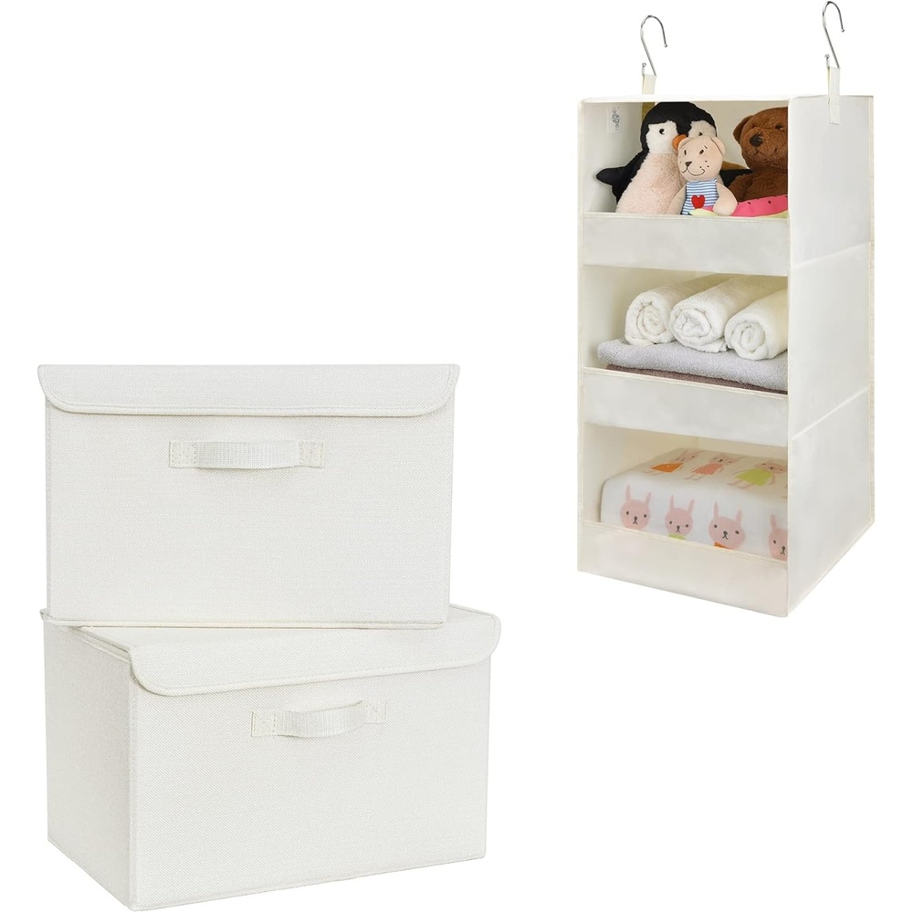 image:imageGRANNY SAYS Bundle of 2Pack Storage Baskets with Lids Large amp 1Pack Hanging Closet Organizer
