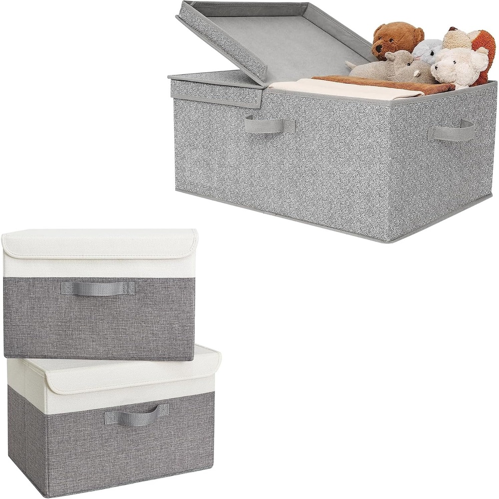 image:imageGRANNY SAYS Bundle of 2Pack Storage Bins with Lids amp 1Pack Fabric Storage Box