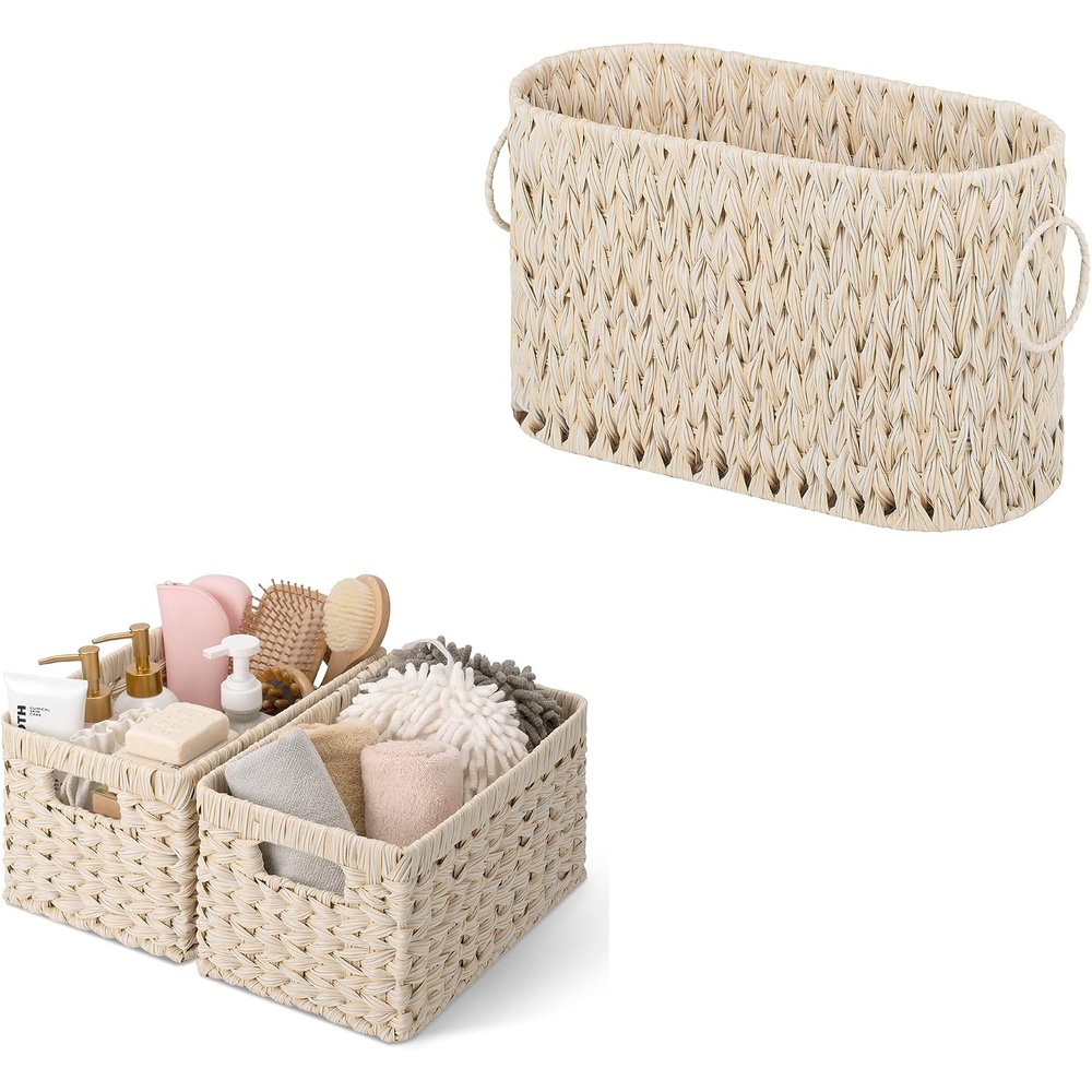 image:imageGRANNY SAYS Bundle of 2Pack Wicker Storage Basket for Organizing amp 1Pack Toilet Paper Storage Basket
