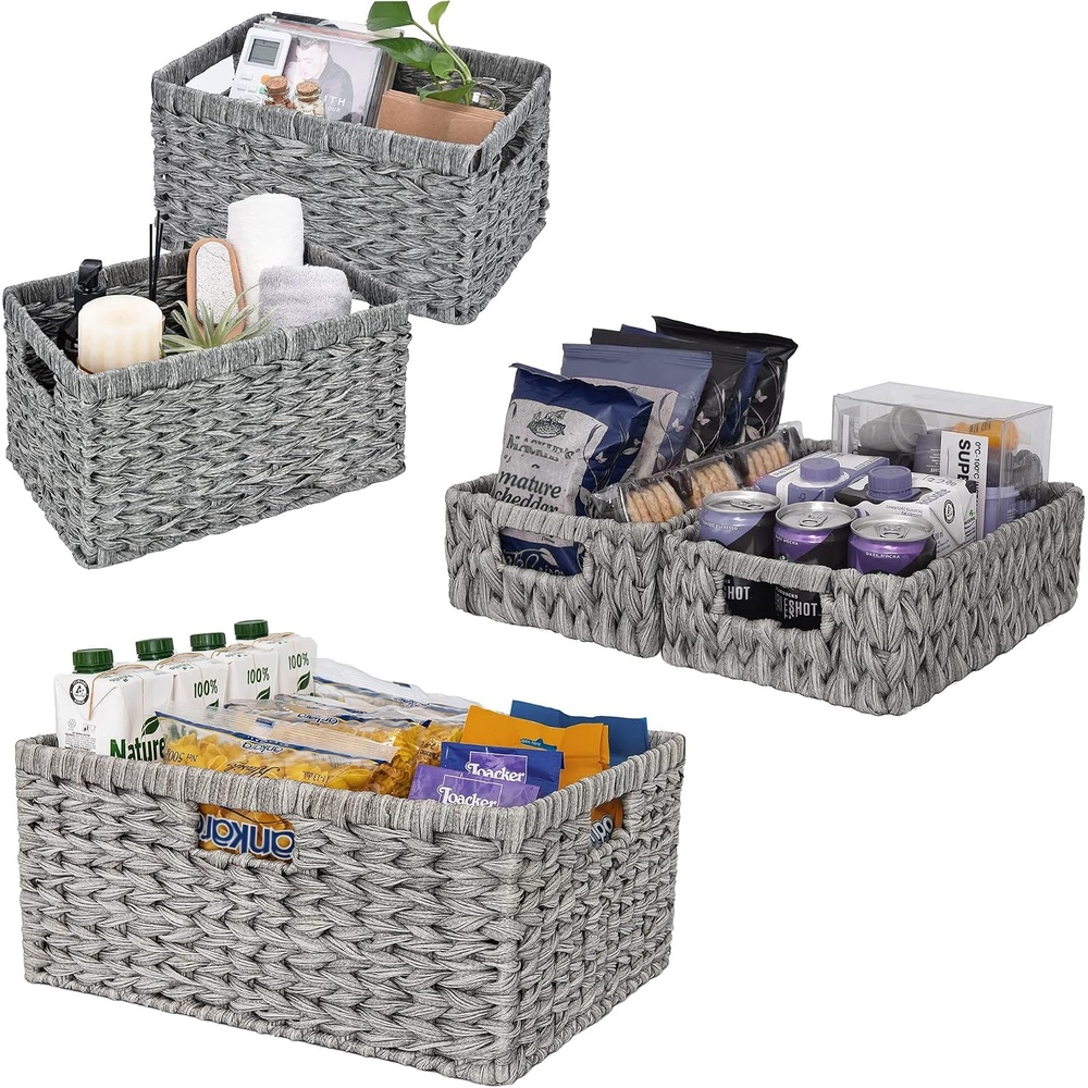image:imageGRANNY SAYS Bundle of 3 Sets Wicker Storage Baskets for Organizing Pantry