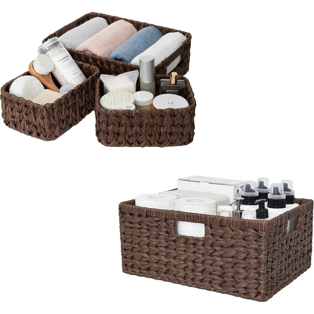 image:imageGRANNY SAYS Bundle of 3Pack Brown Baskets for Storage amp 1Pack Jumbo Wicker Shelf Baskets