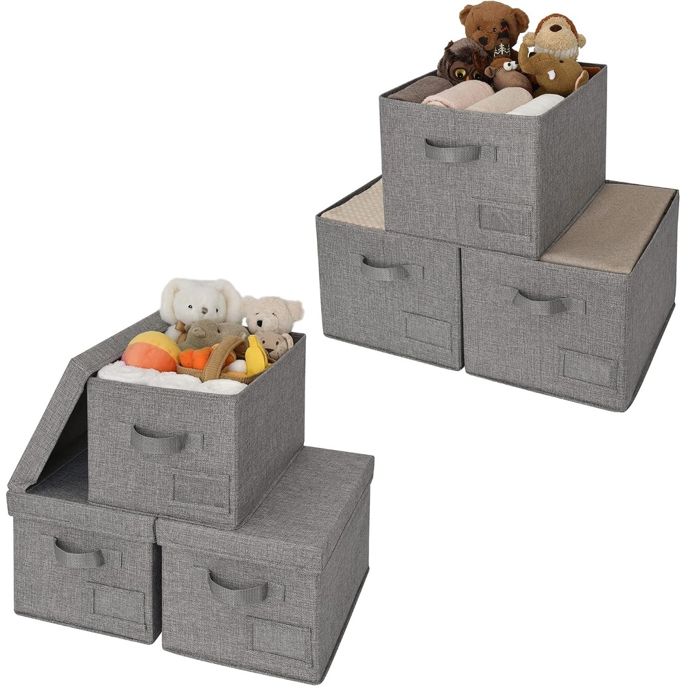 image:imageGRANNY SAYS Bundle of 3Pack Fabric Storage Bins with Lid amp 3Pack Rectangle Lidless Storage Bins