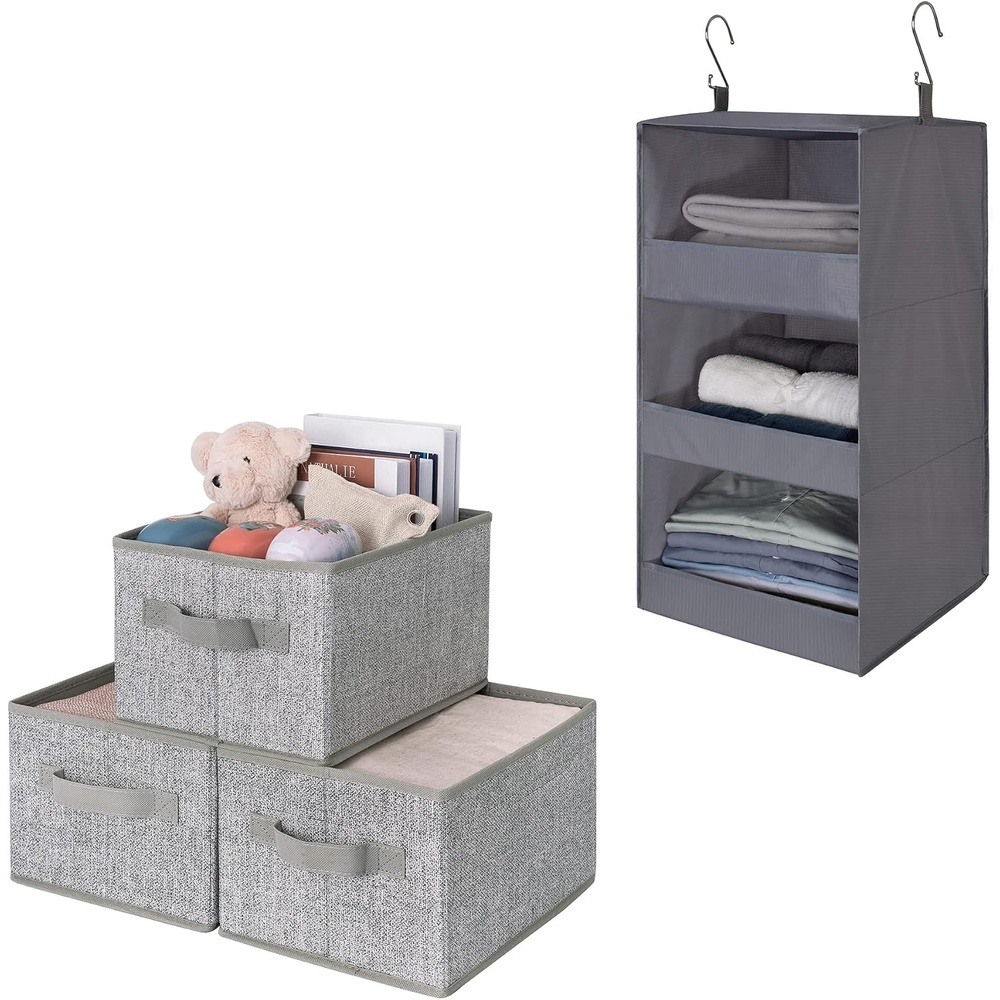 image:imageGRANNY SAYS Bundle of 3Pack Rectangle Storage Bins amp 1Pack Hanging Closet Organizer