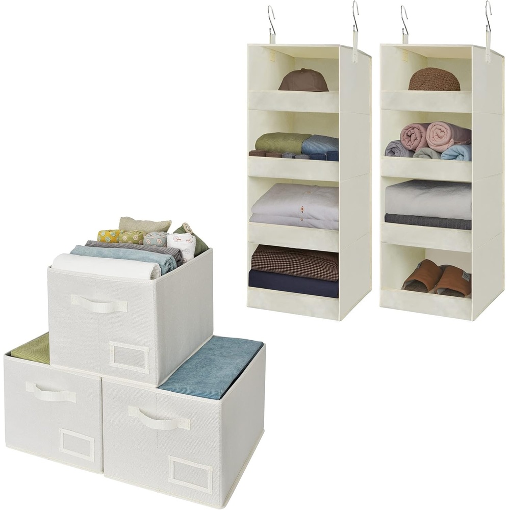 image:imageGRANNY SAYS Bundle of 3Pack Storage Boxes for Closet amp 2Pack Hanging Closet Organizer