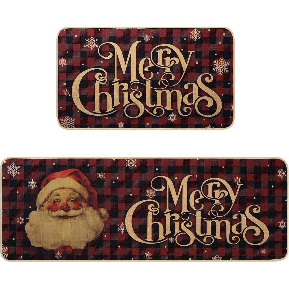 image:imageGRANNY SAYS Christmas Kitchen Rugs Sets of 2 Kitchen Mats for Floor Christmas Decorations Indoor Washable Rugs for Kitchen Floor Mat Rustic Christmas Ornaments 17x30 and 17x47 Santa Claus