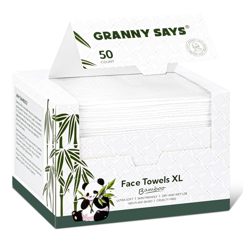 image:imageGRANNY SAYS Disposable Face Towel Face Towelettes Disposable 1012 Thick Soft Face Towels Disposable Towels for Remove Makeup Facial Cleansing Nursing Travel 50 Count1 Pack