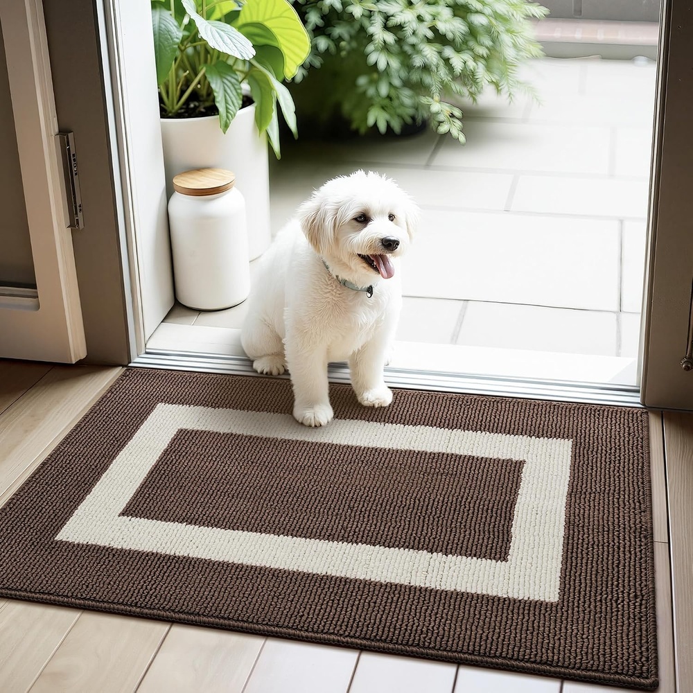 image:imageGRANNY SAYS Front Door Mat Indoor Entrance Indoor Door Rugs for Entryway LowProfile NonSlip Outdoor Rugs Washable Floor Mat Welcome Mat 32x20 GreyDark Brown Rectangular