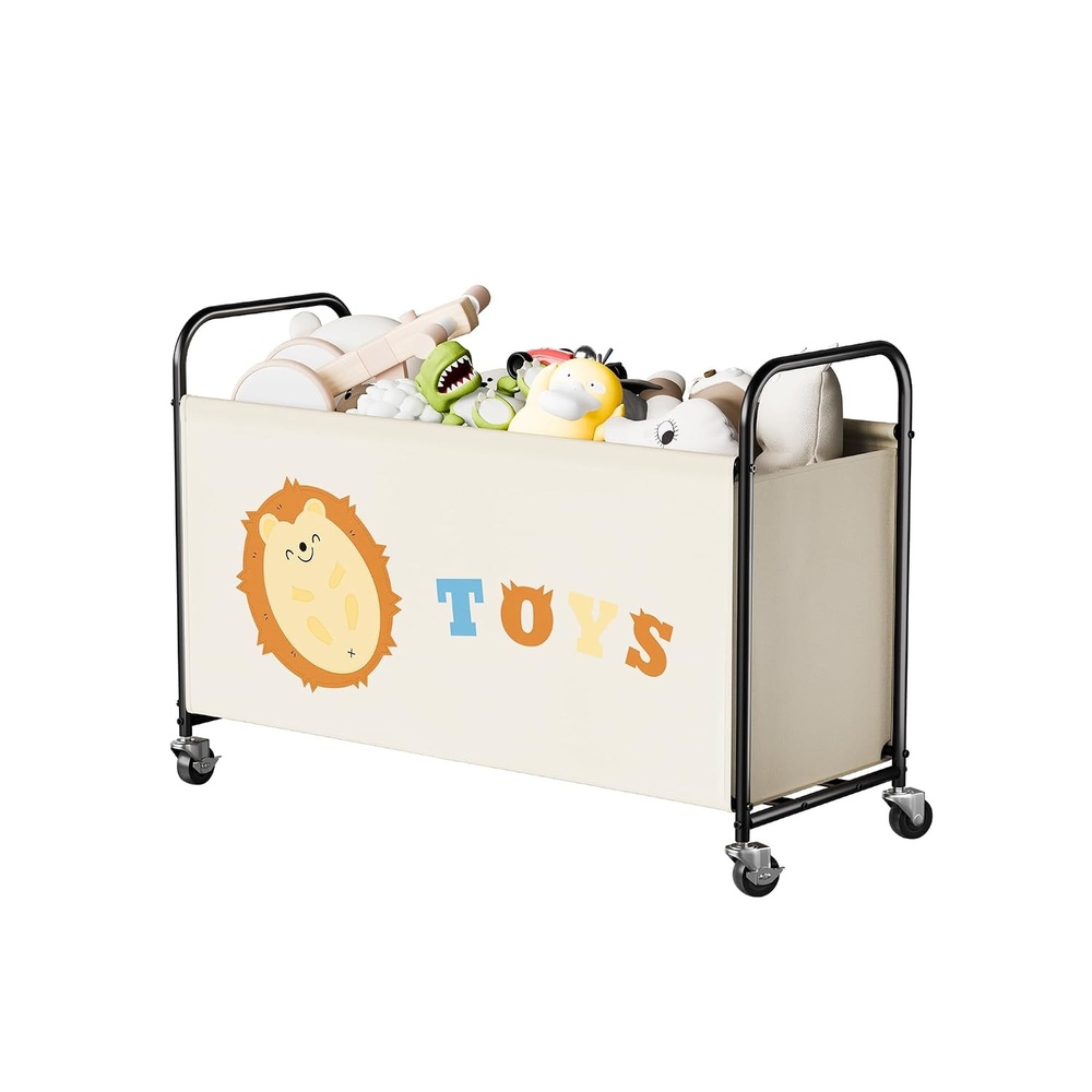 image:imageGRANNY SAYS Toy Box for Boys Girls Large Toy Chest Storage with Wheels Metal Kids Toy Storage Organizer for Stuffed Animals 135L Kids Toy Bins for Bedroom Living Room Nursery BlackBeige