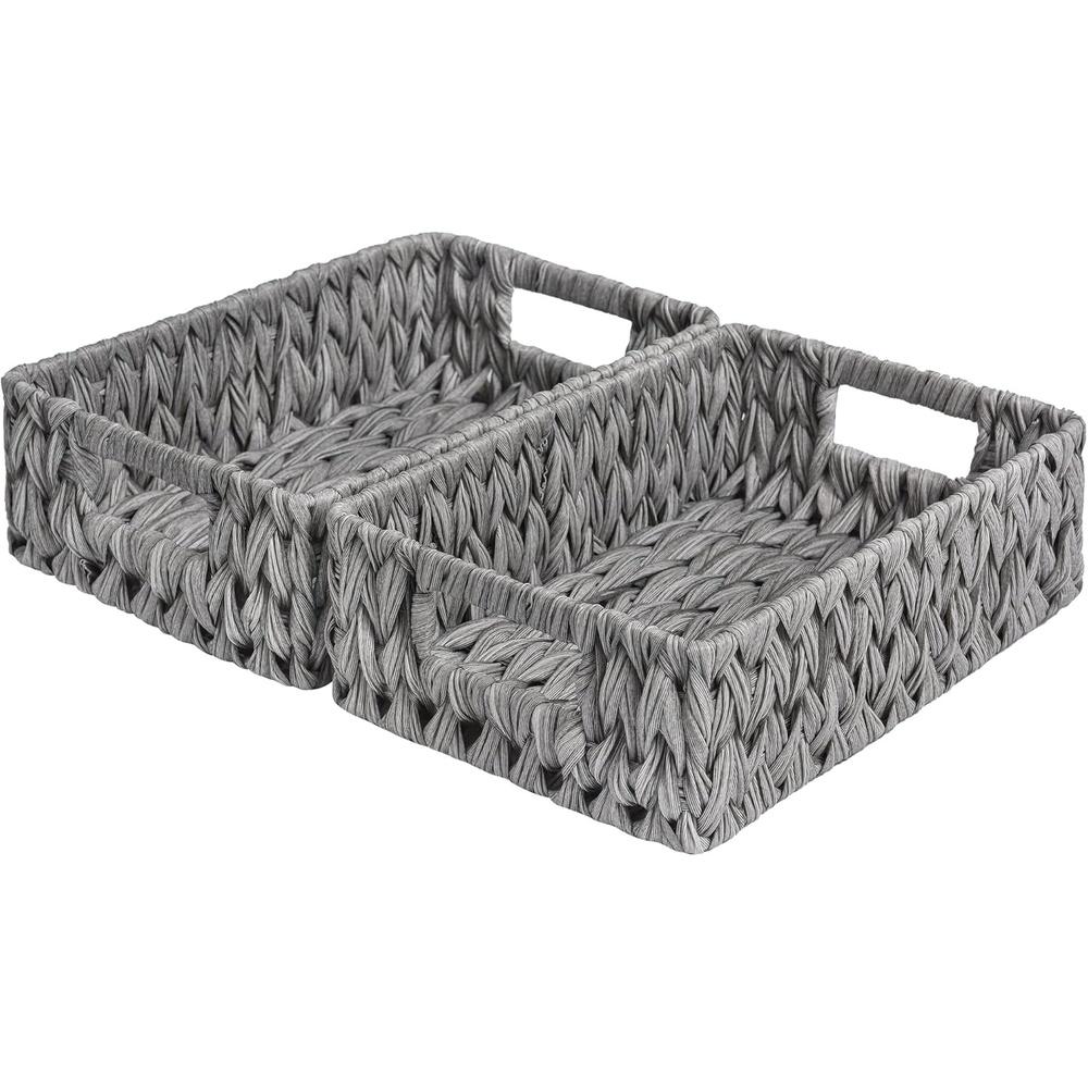 image:imageGRANNY SAYS Wicker Basket Decorative Woven Baskets for Storage Waterproof Storage Basket Organizer Wicker Storage Basket for Organizing 2Pack BlackGray