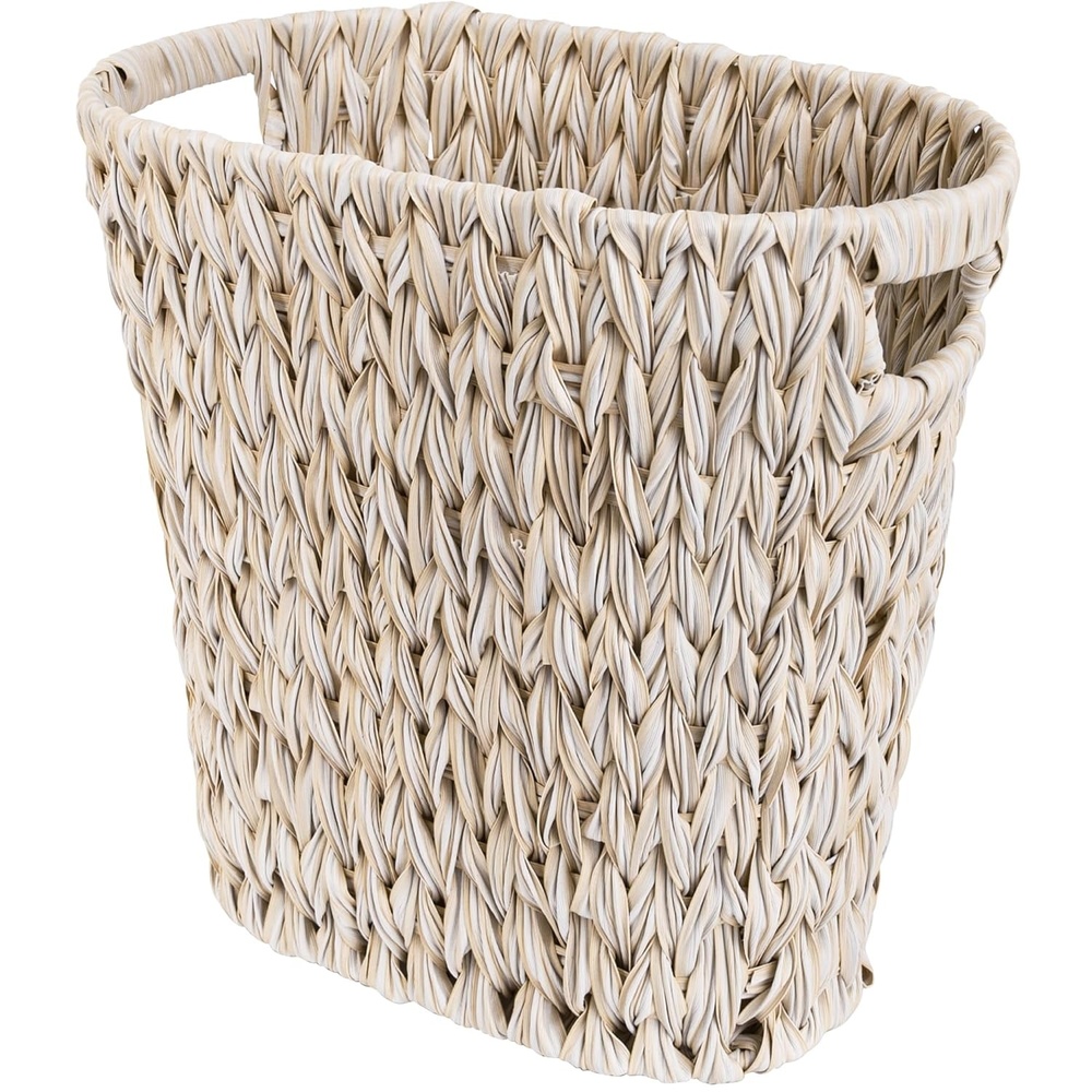 image:imageGRANNY SAYS Wicker Waste Basket Waterproof Bathroom Trash Can Decorative Boho Waste Baskets with Handles Waste Basket for Bedroom Office 15 Liters4 GallonsButter Milk