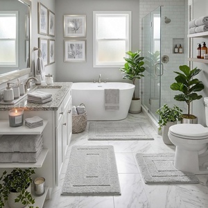 image:imageGRANNY SAYS Bathroom Rugs Sets 2 PieceSoft Bath Mats for Bathroom Bath Rugs Non Slip Washable Absorbent Bath Rug for Tub Shower and Toilet Gray 20 x 32  16 x 24Grey