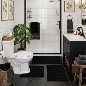 image:imageGRANNY SAYS Bathroom Rugs Sets 2 PieceSoft Bath Mats for Bathroom Bath Rugs Non Slip Washable Absorbent Bath Rug for Tub Shower and Toilet Gray 20 x 32  16 x 24Black