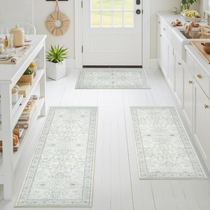 image:imageGRANNY SAYS Boho Kitchen Rug Sets of 3 Non Slip Washable Faux Wool Kitchen Mats for Floor Thick Soft AntiFatigue Comfort Standing Mat Runner Rugs for Hallway Laundry Room BeigeGreen  White