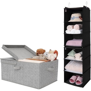 image:imageGRANNY SAYS Bundle of 1Pack Jumbo Storage Bins with Handles amp 1Pack Hanging Storage Shelves