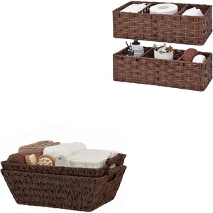 image:imageGRANNY SAYS Bundle of 2Pack Wicker Baskets with Handles amp 2Pack Toilet Tank Tray