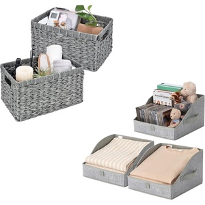 image:imageGRANNY SAYS Bundle of 3Pack Cloth Storage Boxes amp 2Pack Wicker Baskets for Organizing