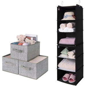 image:imageGRANNY SAYS Bundle of 3Pack Fabric Storage Bins with Handles amp 1Pack Hanging Storage Shelves