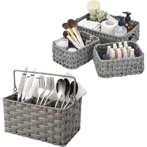 image:imageGRANNY SAYS Bundle of 3Pack Grey Baskets For Storage amp 1Pack Silverware Organizer Small