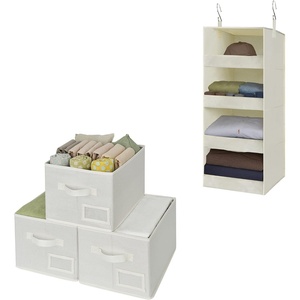 image:imageGRANNY SAYS Bundle of 3Pack Storage Boxes for Closet amp 1Pack Hanging Closet Organizer