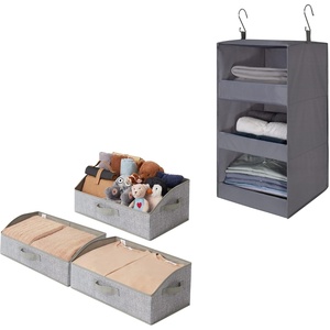 image:imageGRANNY SAYS Bundle of 3Pack Trapezoid Storage Bins amp 1Pack Ash Gray Hanging Organizer