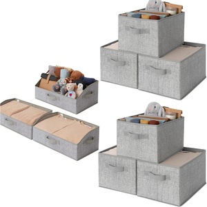 image:imageGRANNY SAYS Bundle of Two Sets 3Pack Wardrobe Storage Bins amp One Set 3Pack Trapezoid Storage Bins for Closet Shelves