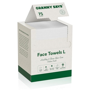 image:imageGRANNY SAYS Disposable Face Towel 75 CountBox 10 x 8 Biobased Face Towels Face Towelettes Disposable Super Soft Facial Towels for Sensitive Skin Travel Makeup Remover