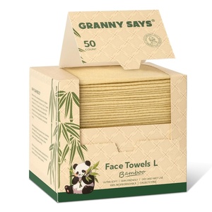 image:imageGRANNY SAYS Disposable Face Towels Bamboo Viscose Face Towelettes Disposable Biobased Face Towel Makeup Removing Wipes Super Soft for Sensitive Skin 8x10 50 Count1 Box