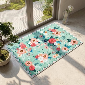 image:imageGRANNY SAYS Front Door Mat Indoor Entrance Indoor Doormat 2 x 3 Washable Mat Low Profile Stain Resistance Mats for Entryway Porch Rug Aqua FloralAqua