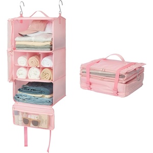 image:imageGRANNY SAYS Hanging Packing Cubes for Travel Large Portable Hanging Suitcase Organizer Foldable Compression Luggage Organizer Bags for Clothes Carry on Closet Suitcase XLBlue Travel ShelvesPink