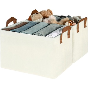 image:imageGRANNY SAYS Storage Baskets with Metal Frame Closet Organizer Bins Decorative Clothes Storage Bin Foldable Sturdy for Organizing Shelves Living Room Bedroom Blankets Books Beige 2PackIvory