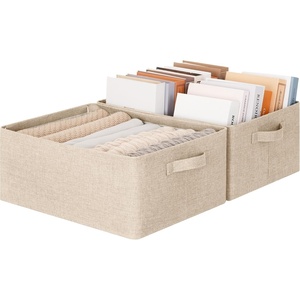 image:imageGRANNY SAYS Storage Bins for Closet Linen Closet Organizers and Storage Baskets with Metal Frame Shelf Storage Bins for Organizing Living Room Bedroom Wardrobe Foldable Sturdy Beige 2PackLight Taupe