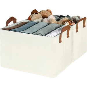 image:imageGRANNY SAYS Storage Bins for Closet Linen Closet Organizers and Storage Baskets with Metal Frame Shelf Storage Bins for Organizing Living Room Bedroom Wardrobe Foldable Sturdy Beige 2PackIvory