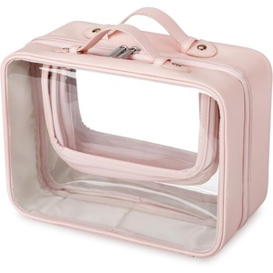 image:imageGRANNY SAYS TSA Approved Toiletry Bag Clear Makeup Bag Travel Toiletry Bag for Women Leather Travel Cosmetic Bag Portable PVC Waterproof Bag Large Makeup Organizer PinkPink