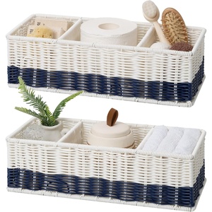 image:imageGRANNY SAYS Toilet Basket Tank Topper Decorative Wicker Basket for Costal Decor Waterproof Baskets for Shelves Back of Toilet Storage Basket Navy Blue