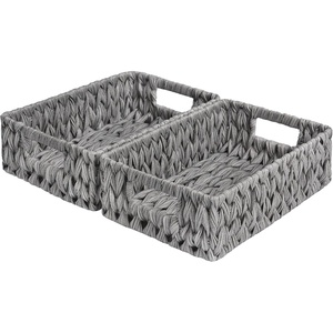 image:imageGRANNY SAYS Wicker Basket Decorative Woven Baskets for Storage Waterproof Storage Basket Organizer Wicker Storage Basket for Organizing 2Pack BlackGray