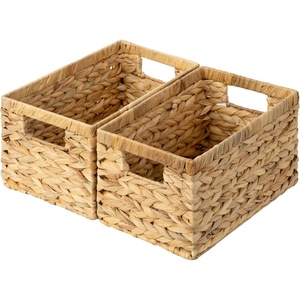 image:imageGRANNY SAYS Wicker Basket Decorative Woven Baskets for Storage Waterproof Storage Basket Organizer Wicker Storage Basket for Organizing 2Pack BlackNatural Water Hyacinth