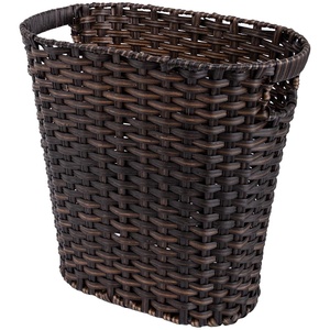 image:imageGRANNY SAYS Wicker Waste Basket Waterproof Bathroom Trash Can Decorative Boho Waste Baskets with Handles Waste Basket for Bedroom Office 15 Liters4 GallonsDark Brown