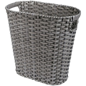image:imageGRANNY SAYS Wicker Waste Basket Waterproof Bathroom Trash Can Decorative Boho Waste Baskets with Handles Waste Basket for Bedroom Office 15 Liters4 GallonsDark Gray
